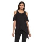 Women's Jennifer Lopez Embellished Cold-shoulder Tee, Size: Xl, Black