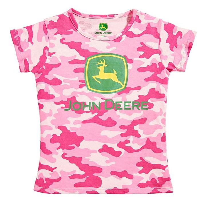 Girls 4-6x John Deere Logo Crewneck Tee, Girl's, Size: 6, Pink