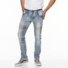 Men's Rawx Slim-fit Embossed Moto Stretch Jeans, Size: 38, Med Blue