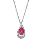 Sterling Silver Lab-created Ruby & Lab-created White Sapphire Teardrop Pendant, Women's, Size: 18, Red