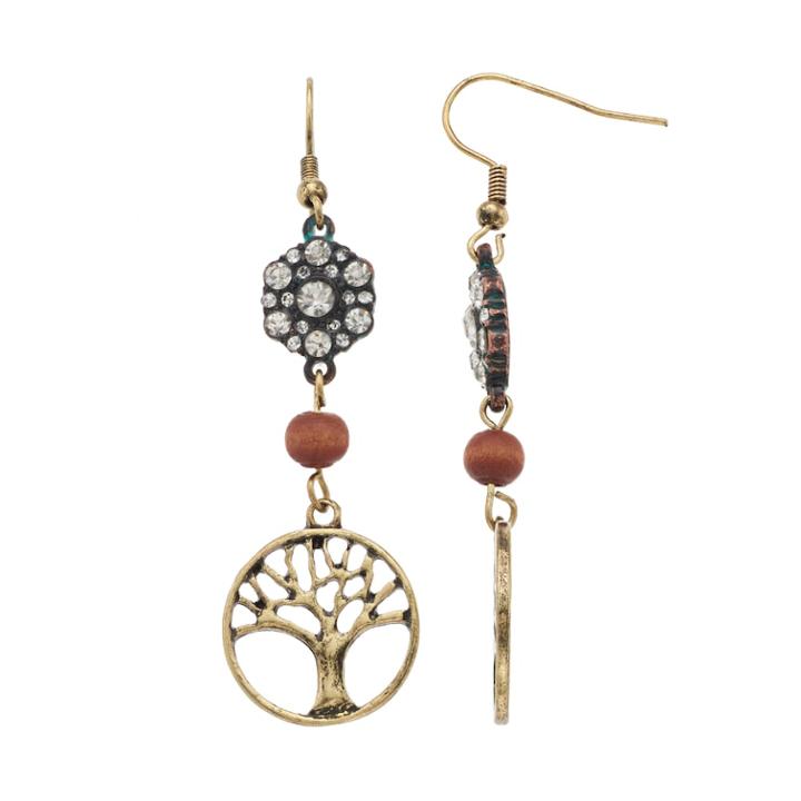 Believe In Tree Of Life Nickel Free Linear Drop Earrings, Women's, Multicolor