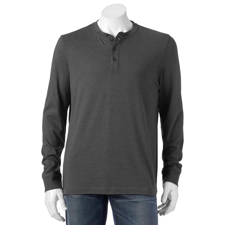 Big & Tall Croft & Barrow&reg; Classic-fit Easy-care Henley, Men's, Size: 3xl Tall, Dark Grey