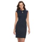 Women's Sharagano Knot-front Ponte Dress, Size: 6, Dark Blue