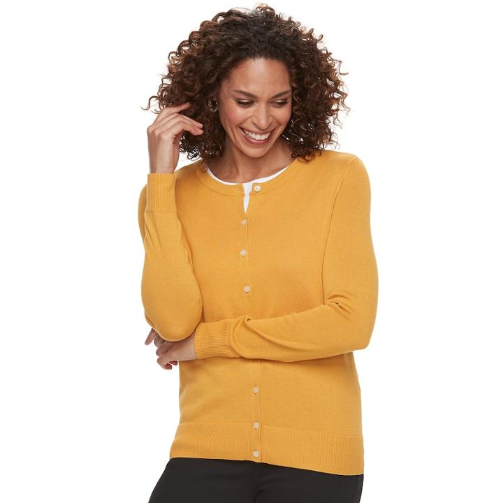 Women's Croft & Barrow Essential Cardigan Sweater, Size: Xxl, Gold