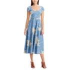 Women's Chaps Tropical Fit & Flare Midi Dress, Size: Small, Blue