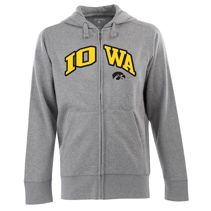 Men's Iowa Hawkeyes Signature Zip Front Fleece Hoodie, Size: Xl, Grey