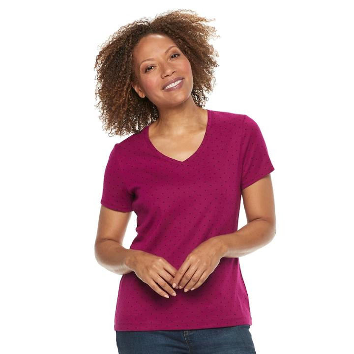 Petite Croft & Barrow&reg; V-neck Tee, Women's, Size: Xxl Petite, Dark Pink