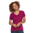 Petite Croft & Barrow&reg; V-neck Tee, Women's, Size: Xxl Petite, Dark Pink