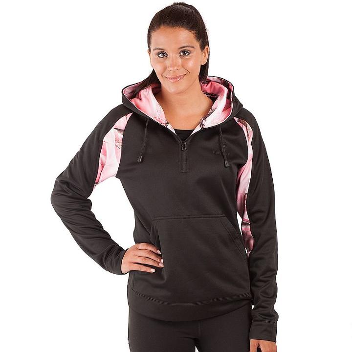 Women's Huntworth Lifestyle 1/4-zip Camouflage Fleece Hoodie, Size: Small, Black