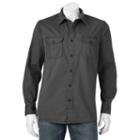 Men's Sonoma Goods For Life&trade; Modern-fit Solid Military Button-down Shirt, Size: Medium, Grey
