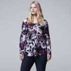 Plus Size Simply Vera Vera Wang Printed Tee, Women's, Size: 3xl, Med Purple