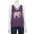 Juniors' Grayson Threads Criss-cross Elephant Graphic Tank, Teens, Size: Small, Drk Purple