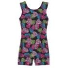 Girls 4-14 Jacques Moret Flowery Hearts Biketard, Girl's, Size: Small, Black