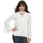 Women's Jennifer Lopez Lace-up Choker Neck Top, Size: Xs, White