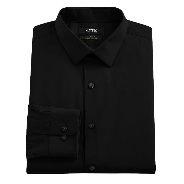 Men's Apt. 9&reg; Extra-slim Solid Stretch Dress Shirt, Size: 16-34/35, Black