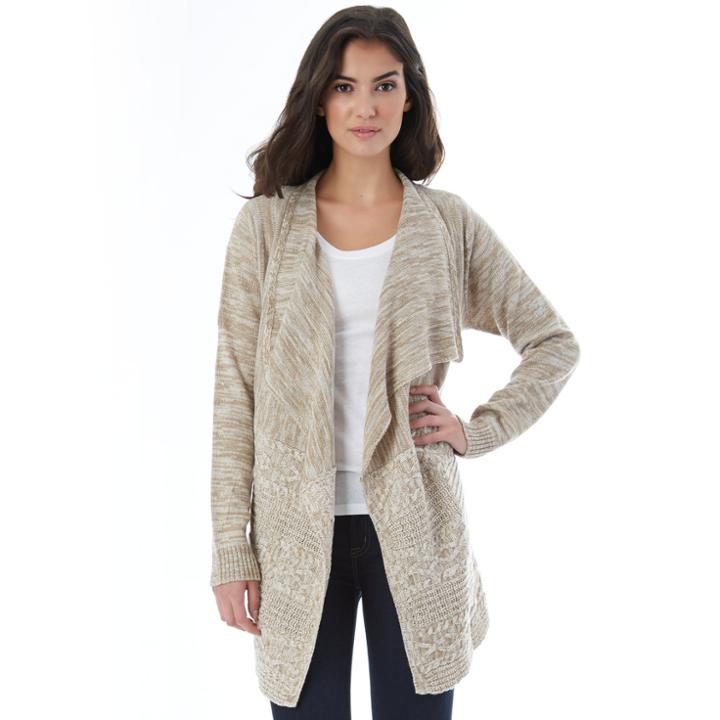 Juniors' Iz Byer California Cable-knit Draped Cardigan, Teens, Size: Xl, Beige Oth
