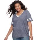 Plus Size So&reg; Lace-up Varsity Tee, Teens, Size: 1xl, Dark Blue