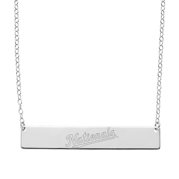 Washington Nationals Sterling Silver Bar Necklace, Women's, Size: 16, Grey