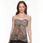 Women's Croft & Barrow&reg; Tummy Slimmer Mesh Flyaway Bandeaukini Top, Size: 6, Dark Grey