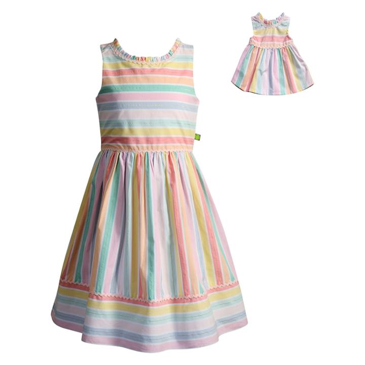 Girls 4-14 Dollie & Me Striped Dress Set, Size: 6x, Multi