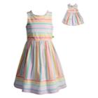 Girls 4-14 Dollie & Me Striped Dress Set, Size: 6x, Multi
