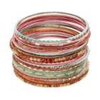 Mudd&reg; Textured & Glittery Bangle Bracelet Set, Women's, Multicolor