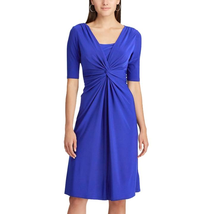Women's Chaps Solid Knot-front Empire Dress, Size: Medium, Blue