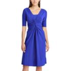 Women's Chaps Solid Knot-front Empire Dress, Size: Medium, Blue