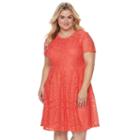 Plus Size Apt. 9&reg; Lace Fit & Flare Dress, Women's, Size: 2xl, Lt Orange
