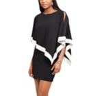 Women's Chaps Sequin Cold-shoulder Chiffon-overlay Evening Dress, Size: 2, Black