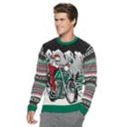 Men's Motorcycle Santa Light-up Christmas Sweater, Size: Small, Black