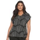 Plus Size Apt. 9 Zip Front Lattice Tee, Women's, Size: 3xl, Black