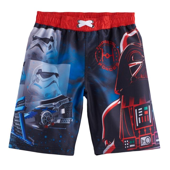 Boys 4-7 Star Wars Darth Vader & Stormtrooper Upf 50 Swim Trunks, Size: 6, Black