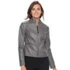Women's Apt. 9&reg; Faux-leather Jacket, Size: Medium, Grey