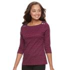 Petite Croft & Barrow Buttoned-shoulder Top, Women's, Size: M Petite, Dark Pink