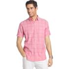 Men's Izod Classic-fit Windowpane Chambray Woven Button-down Shirt, Size: Medium, Pink Other