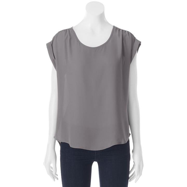 Juniors' Pink Rose Cap Sleeve Woven Top, Girl's, Size: Small, Dark Grey