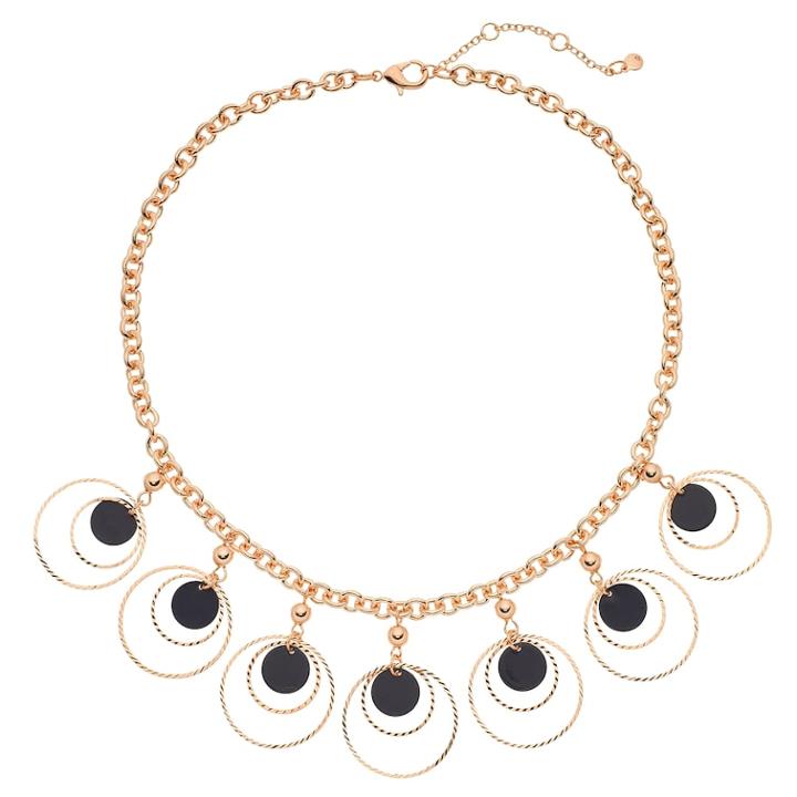 Blue Orbital Circle Statement Necklace, Women's, Navy