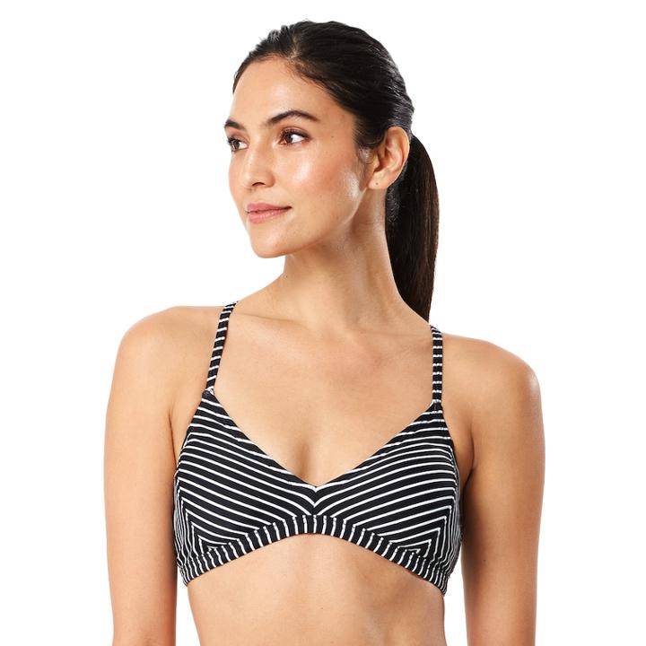 Women's Speedo Striped Strappy Bikini Top, Size: Small, Black White