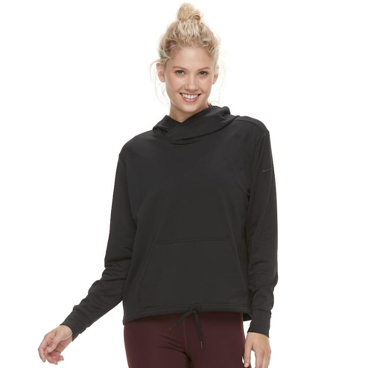 Women's Nike Dry Training Adjustable Hem Hoodie, Size: Large, Grey (charcoal)