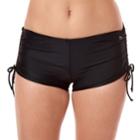 Women's Reebok Direction Reflection Boyshort Swim Bottoms, Size: Small, Black