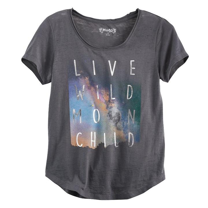 Girls 7-16 & Plus Size Mudd&reg; Burnout Seamed Back High-low Hem Graphic Tee, Girl's, Size: 14, Med Grey