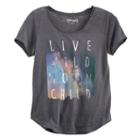 Girls 7-16 & Plus Size Mudd&reg; Burnout Seamed Back High-low Hem Graphic Tee, Girl's, Size: 14, Med Grey