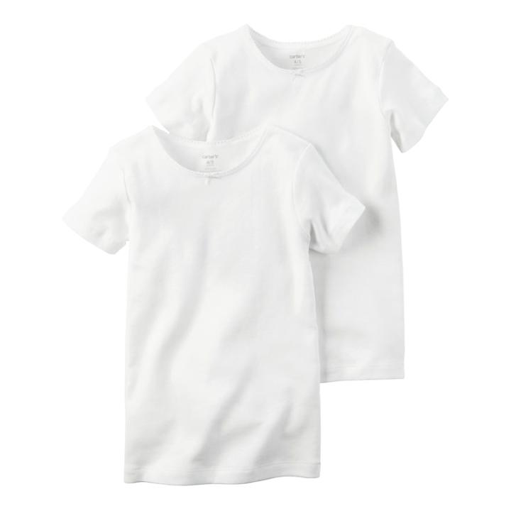 Girls 4-8 Carter's 2-pk White Tees, Size: 8