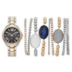 Women's Crystal Two Tone Watch & Bracelet Set, Size: Medium, Multicolor