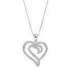 Timeless Sterling Silver Cubic Zirconia Openwork Heart Pendant, Women's