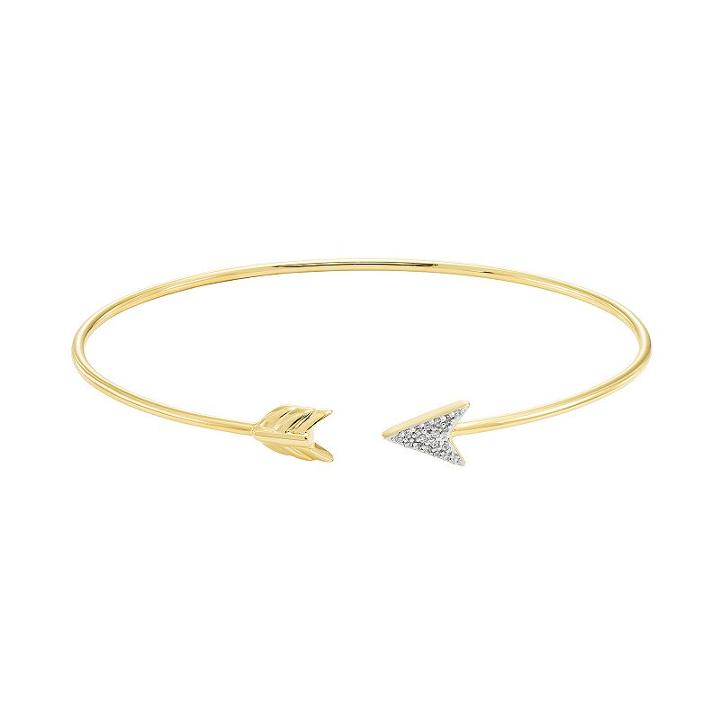 Sterling Silver Diamond Accent Arrow Cuff Bracelet, Women's, Size: 6.5, Yellow