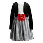 Girls 7-16 Emily West Glitter Dress & Velvet Shrug Set, Size: 16, Black White Silver