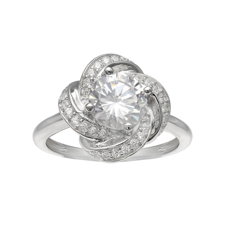 Primrose Sterling Silver Cubic Zirconia Love Knot Ring, Women's, Size: 9, White