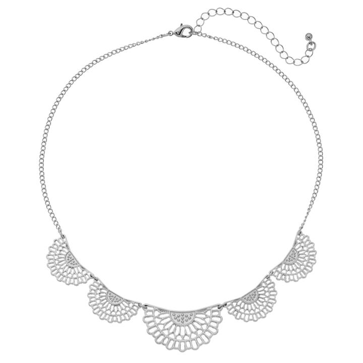 Filigree Scalloped Nickel Free Necklace, Women's, Silver